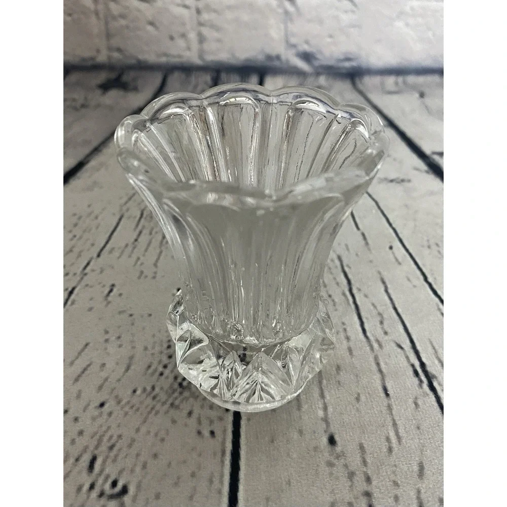 Small Crystal Glass Bud Vase Toothpick Holder 3